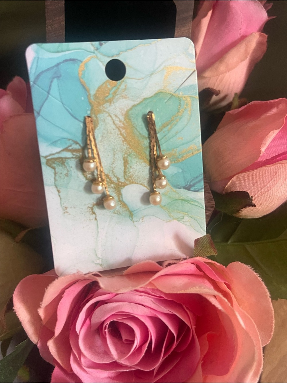 Goldtone Pearl Drop Earrings - Elegant Women’s Jewelry